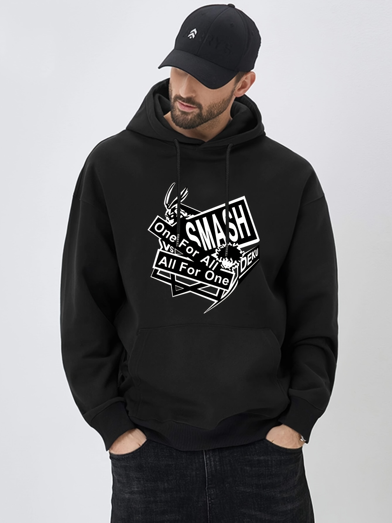 Temu Letter Graphic Slight Stretch Streetwear Sweatshirt, Men's Cool Casual Design Hooded Sweatshirt Kangaroo Pocket Fall Gifts Hoodie Hoodies, Pullover