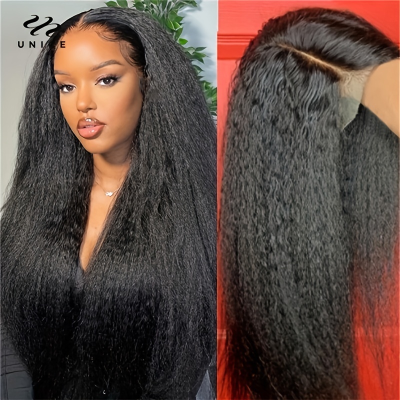 Kinky Straight Short Bob Lace Front Human Hair Wigs 180% - Temu