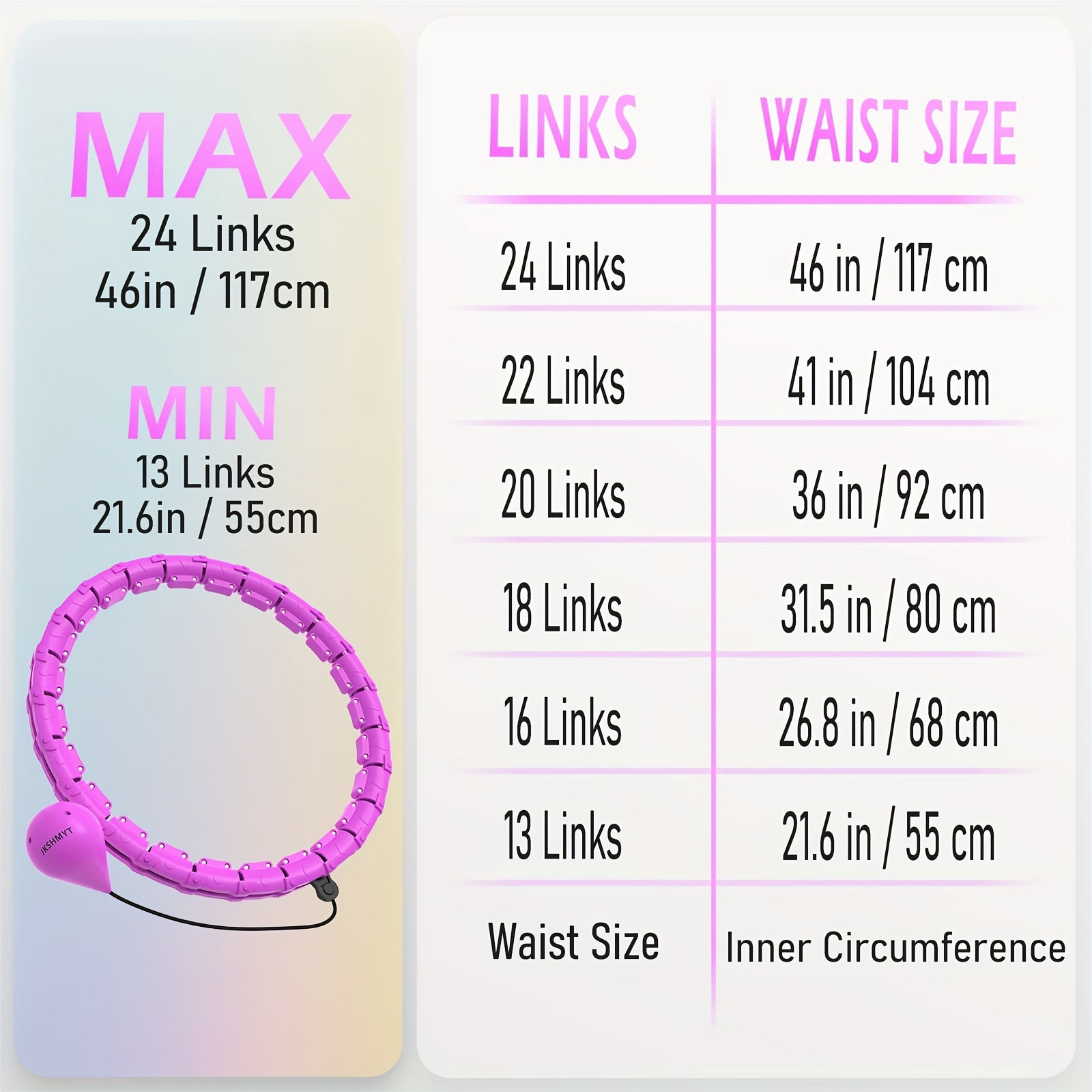 18 Adjustable Infinity Hoop Plus Size, 50.39inch Smart Weighted Fitness  Hoops For Adults Weight, Loss Quiet Infinity Hoop With Ball