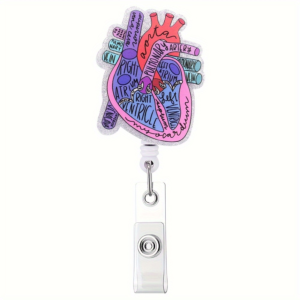 1pc Heart Flame Badge Reel Holder, Retractable With ID Clip For Nurse  Teacher Office Staff Name Tag Decor Alligator Clip Badge Accessories