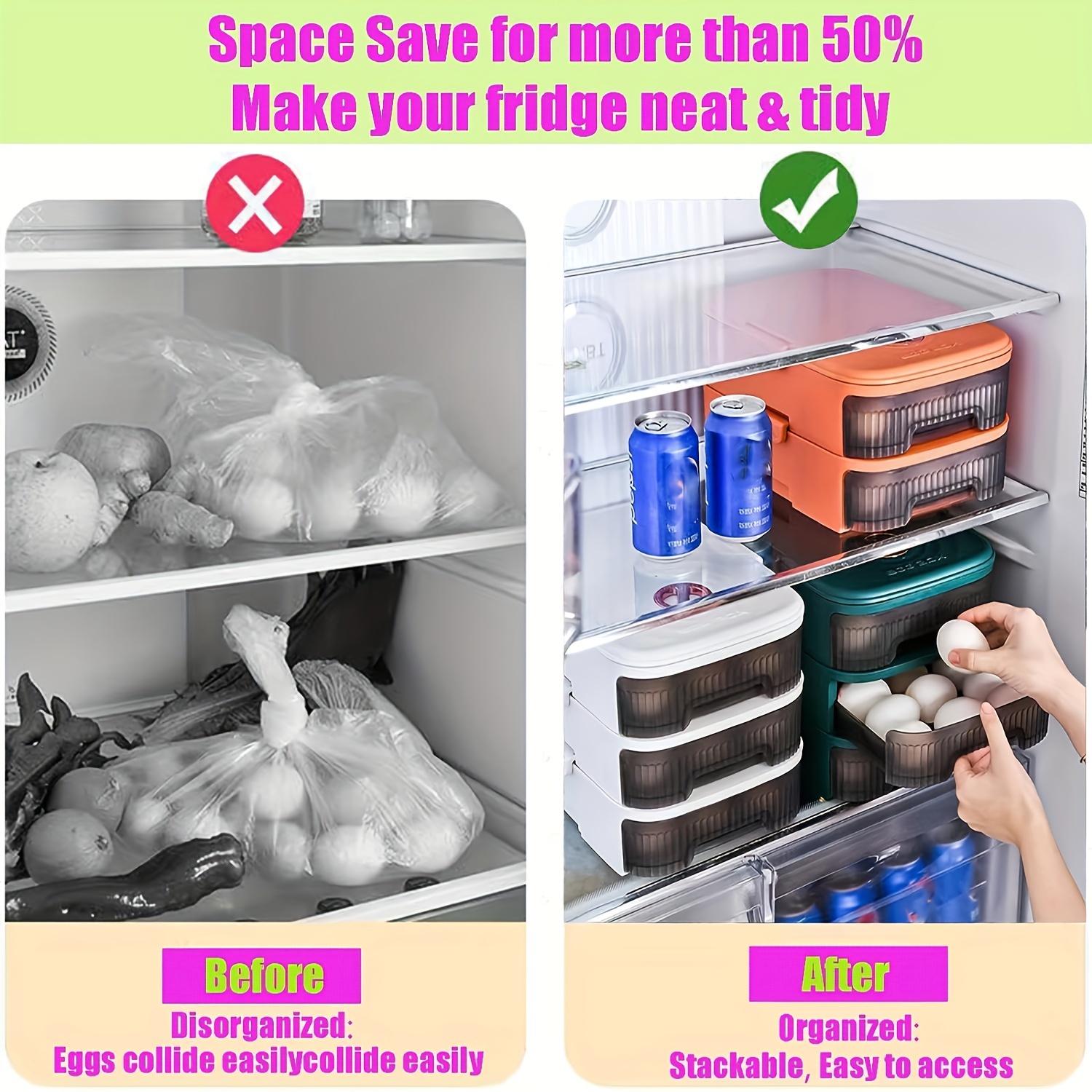 household fridge organizer automatic rolling plastic