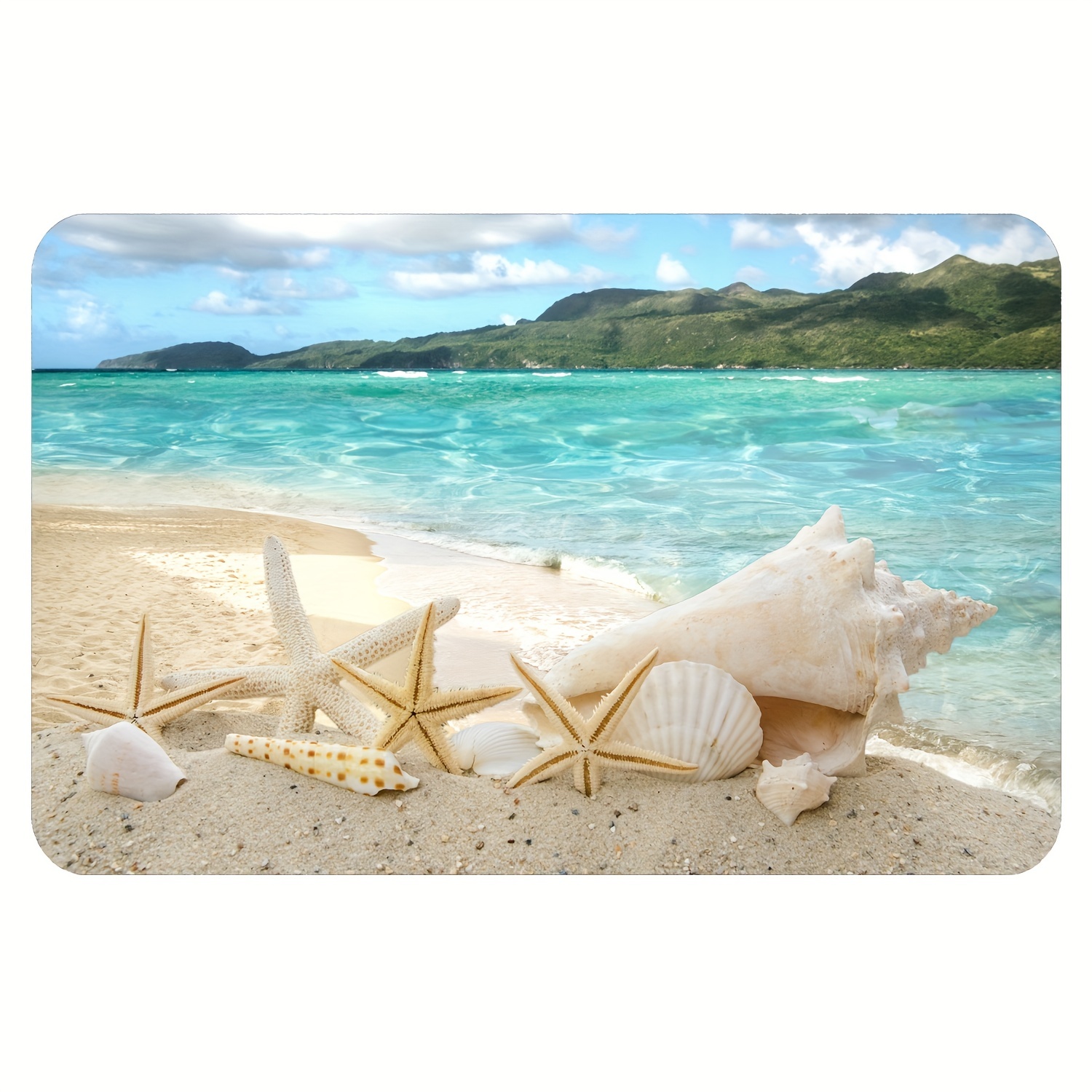 No Silp, Beach Starfish Sea Shell Bathroom Bath Mat – Tropical Beach Decor