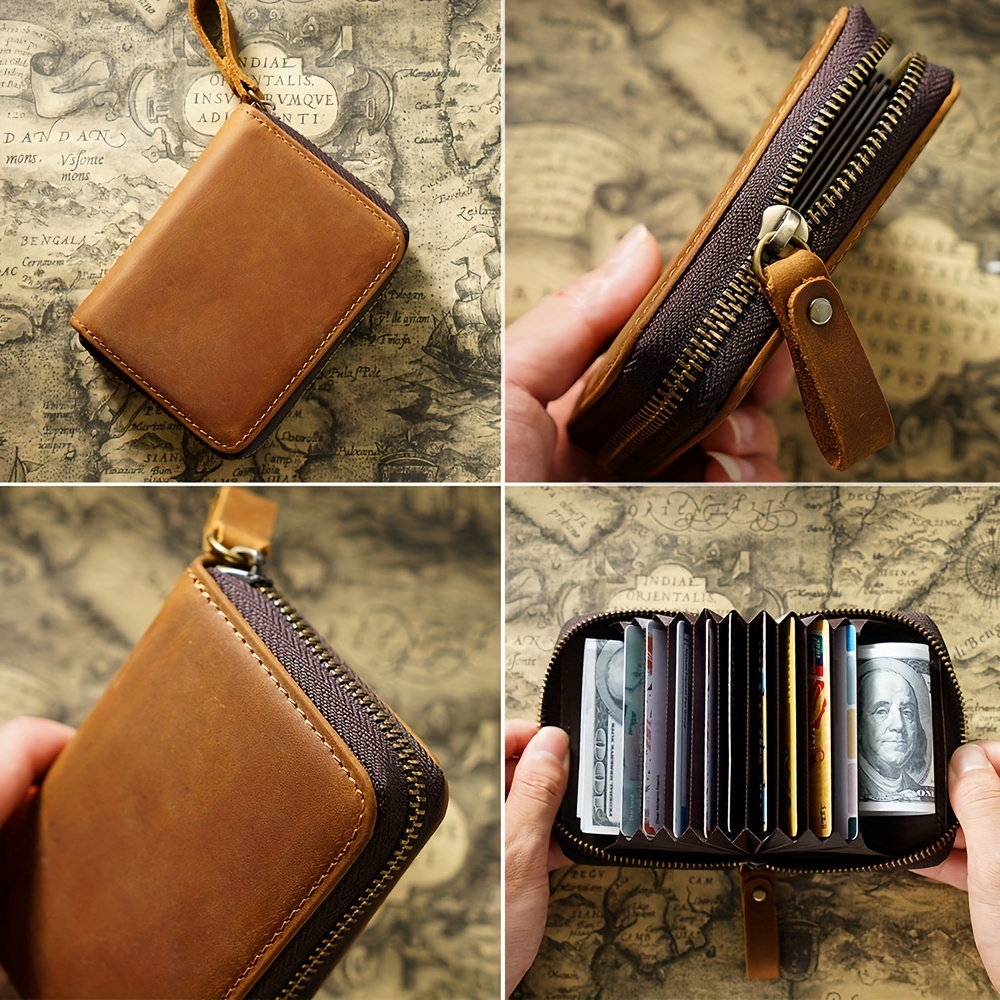 Vintage Genuine Tan Leather Real Hide Cash Coin Tray Purse 