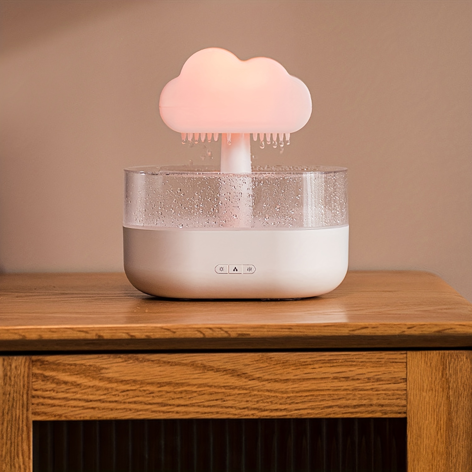 Rain Cloud Humidifier Water Drip with Adjustable LED Lights White Noise  Humidification Desk Fountain Bedside Sleeping Relaxing Mood (White)