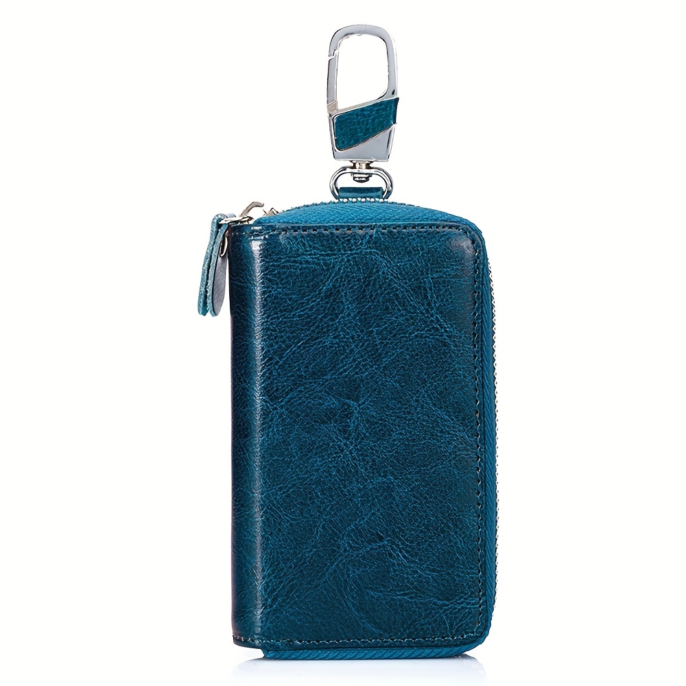 New Genuine Leather Housekeeper Keychain Car Key Holder Men Zipper Key Ring  Pouch Case Cover Keys Bag Key Organizer Wallet Purse