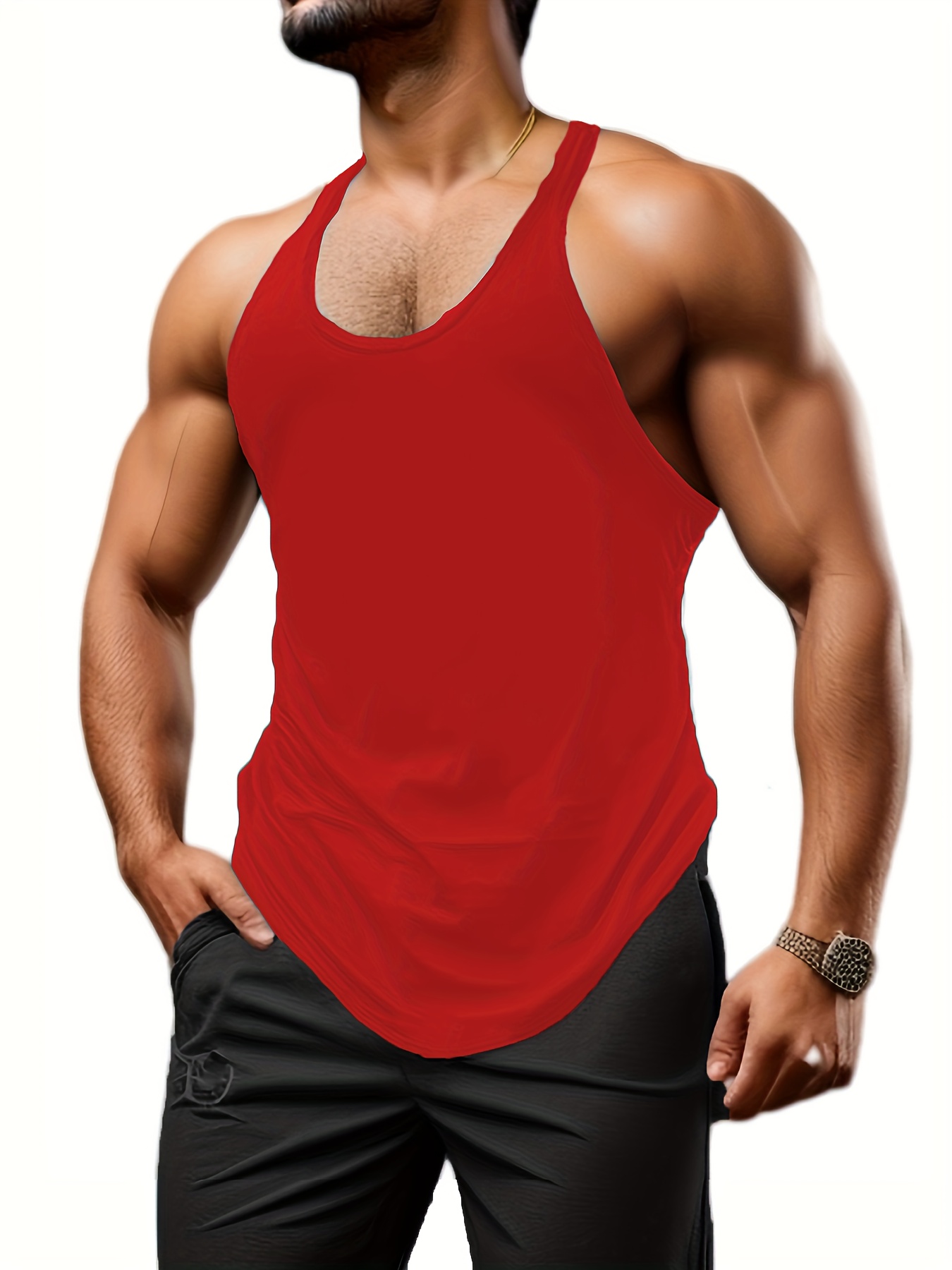 Men's Cotton Tank Top Gym Fitness Clothing Vest Sleeveless - Temu