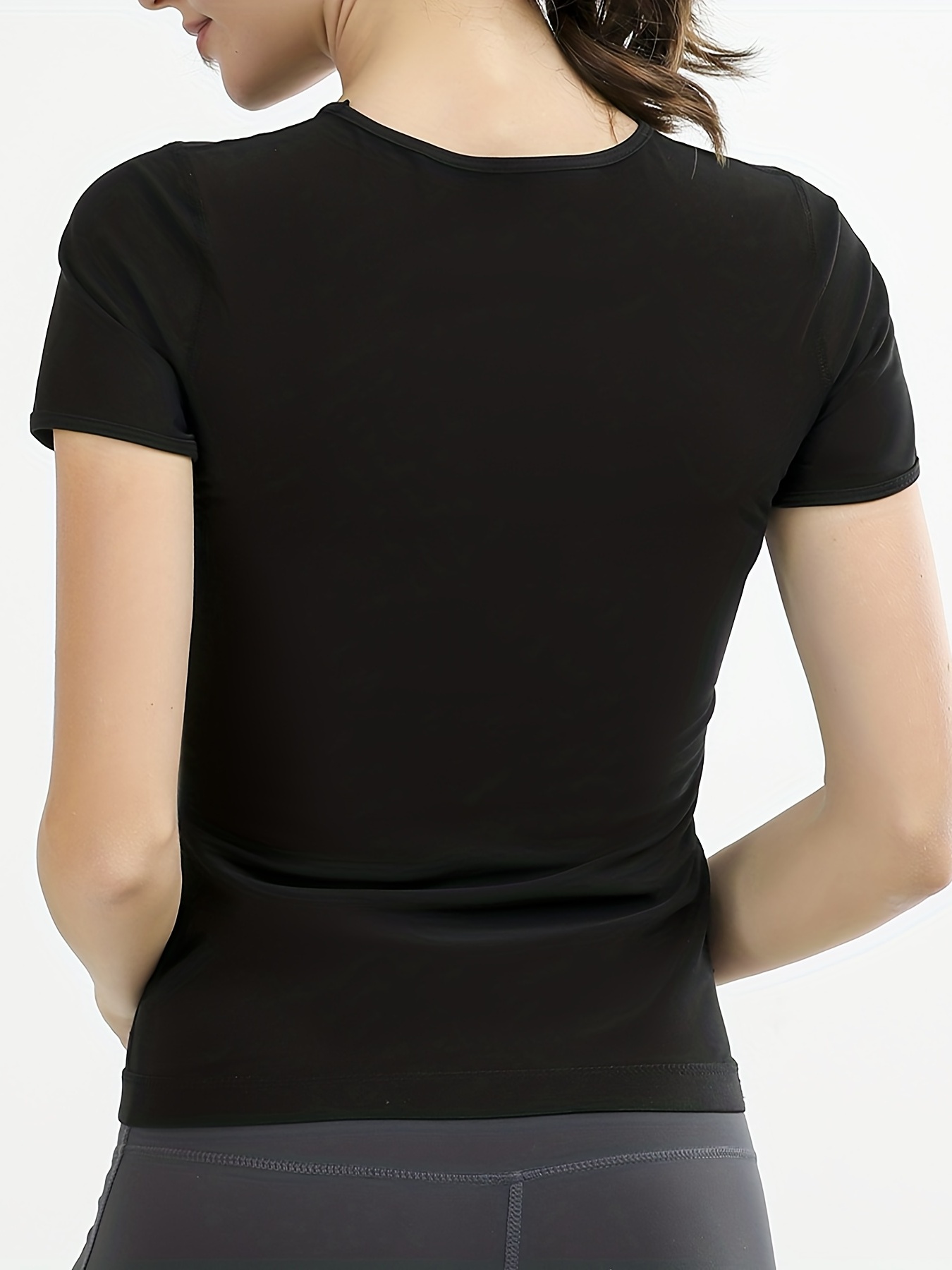 Simple Solid Shaping Tops Short Sleeve Crew Neck Tummy - Temu Canada