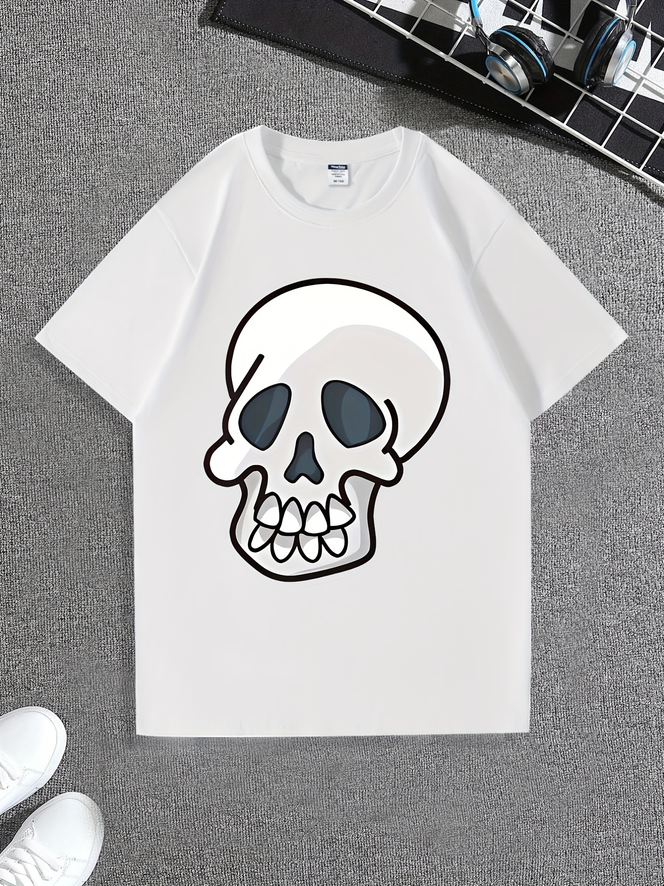 New Halloween grey skull tee ;;; M/L