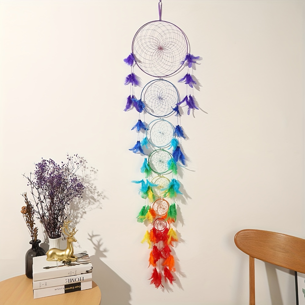 Colorful Feather Dream Catcher, Multi-ring Dream Catcher, Home ...