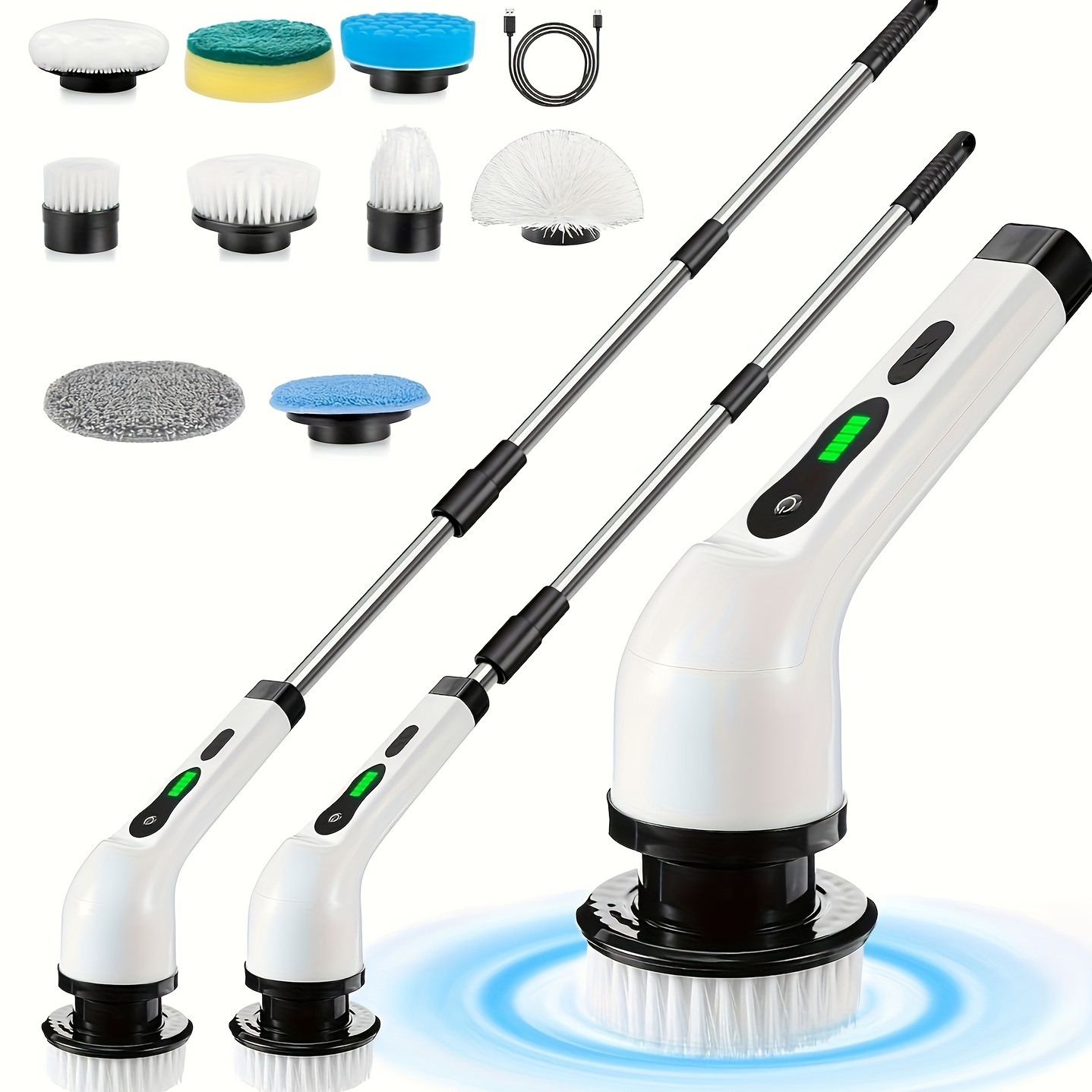 Electric Rotary Scrubber with 3 Brush Heads 1200mah Rechargeable Electric  Cleaning Brush IPX5 Waterproof Electric Brush Cleaner Cordless Portable