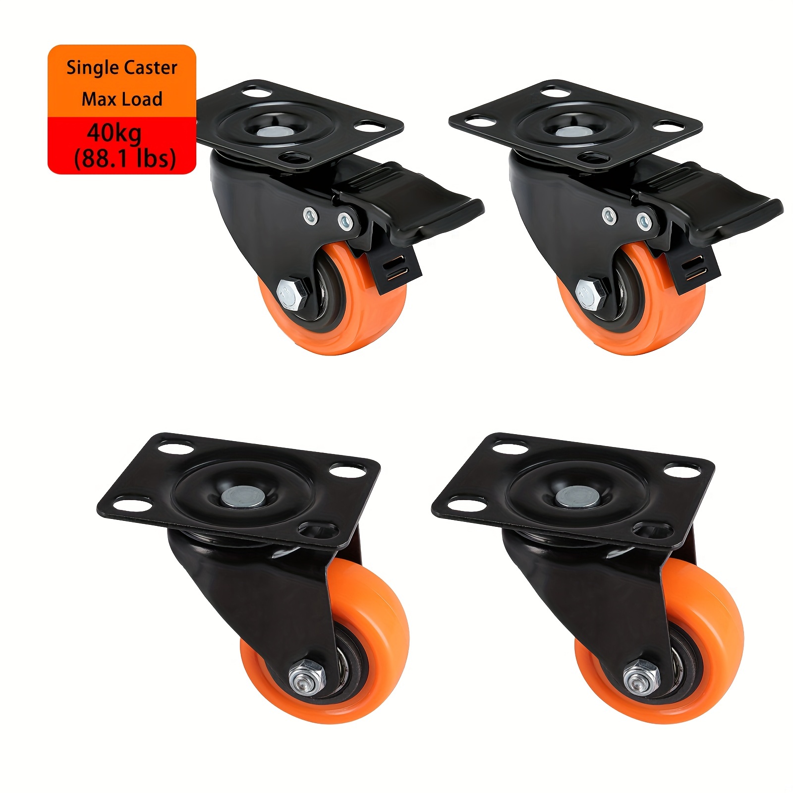 Nefish Paquete de 4 ruedas giratorias pequeñas de 1 pulgada para muebles de  perfil bajo, ruedas de goma suave, ruedas giratorias de placa giratoria