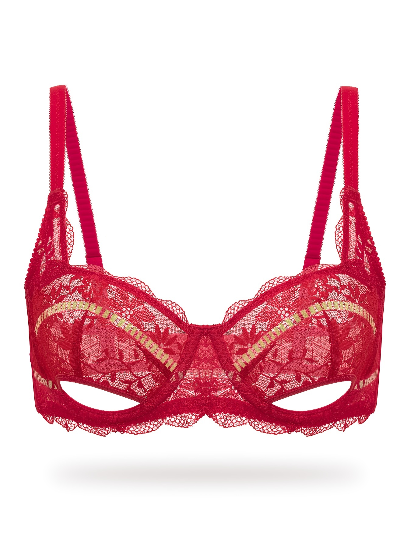 Chinese Lunar New Year Red Lace Embroidered Hollow Underwire - Temu Canada