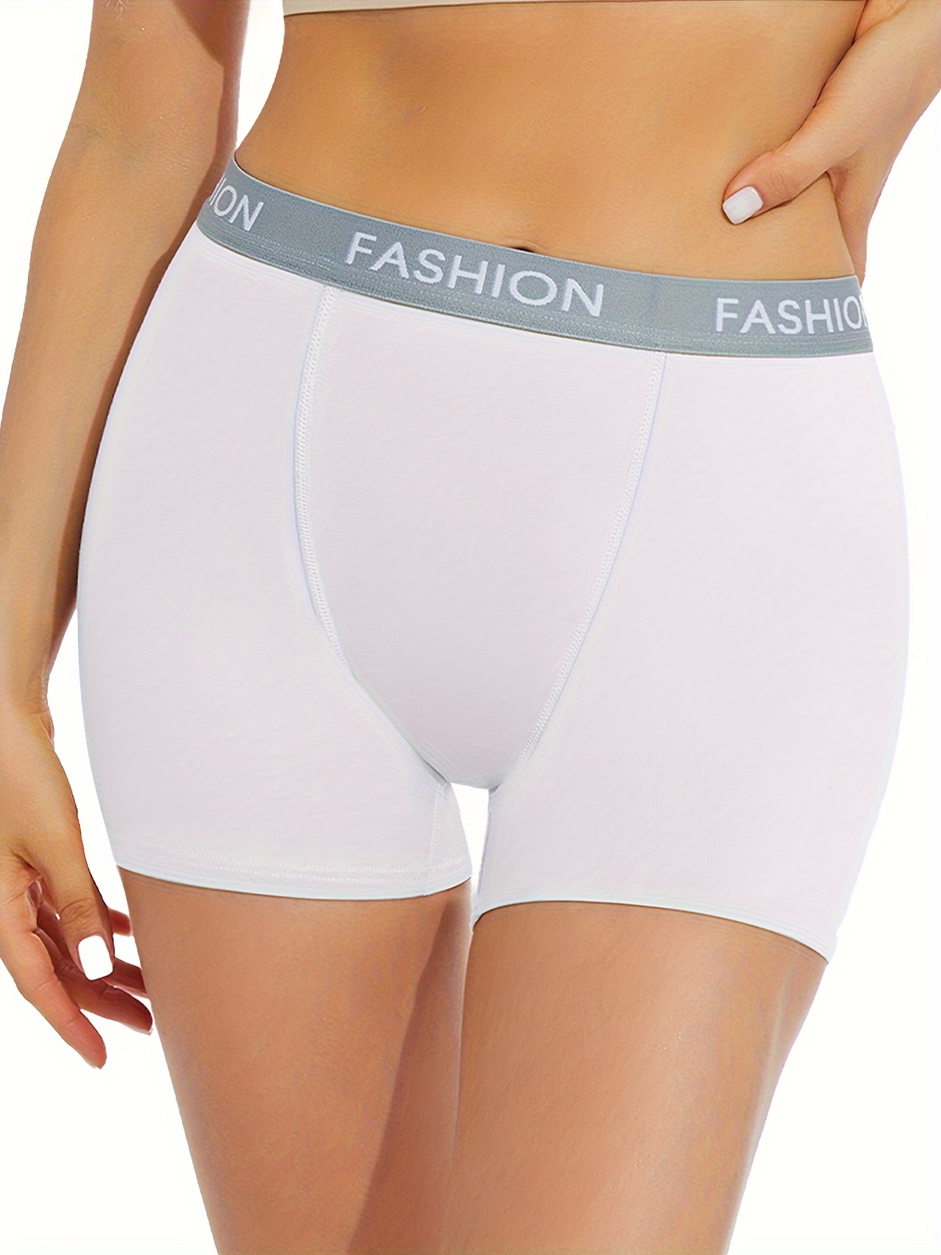 Women's boyshort panty stretch cotton white