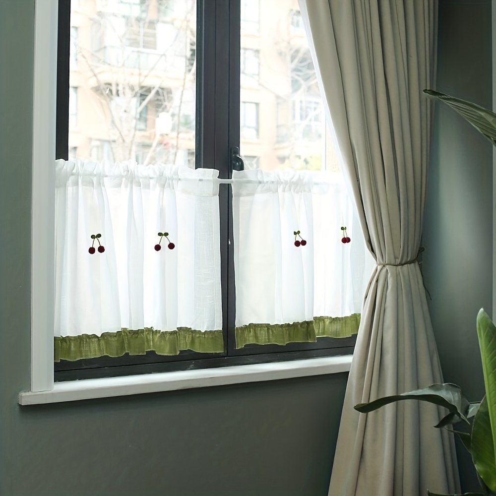 Cherry Design Half Curtains Small Windows Delicate Home - Temu