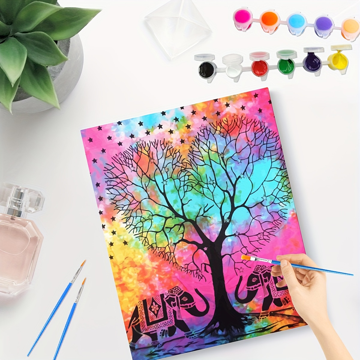 6pcs, Painting By Numbers Kits For Adults, Animal Starry Sky Paint