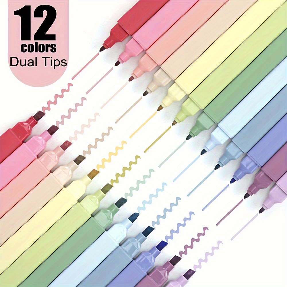12 PCS/Set Non Bleed Pastel Highlighters Pen Markers