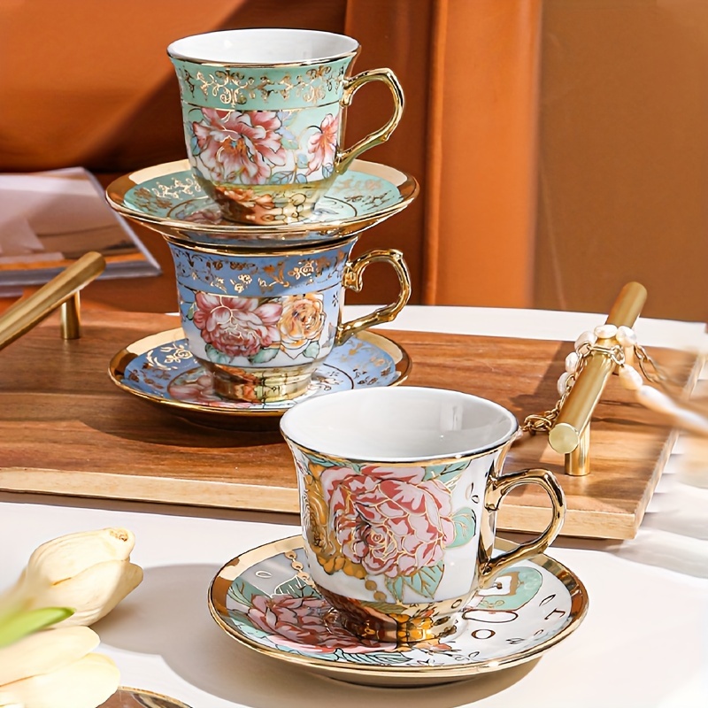 Fine Bone China Coffee Cup Set European Royal Style Tea Cups And Saucers Set  200ml Ceramic Tea Cup Set Porcelain Cup For Coffee - Cups & Saucers -  AliExpress