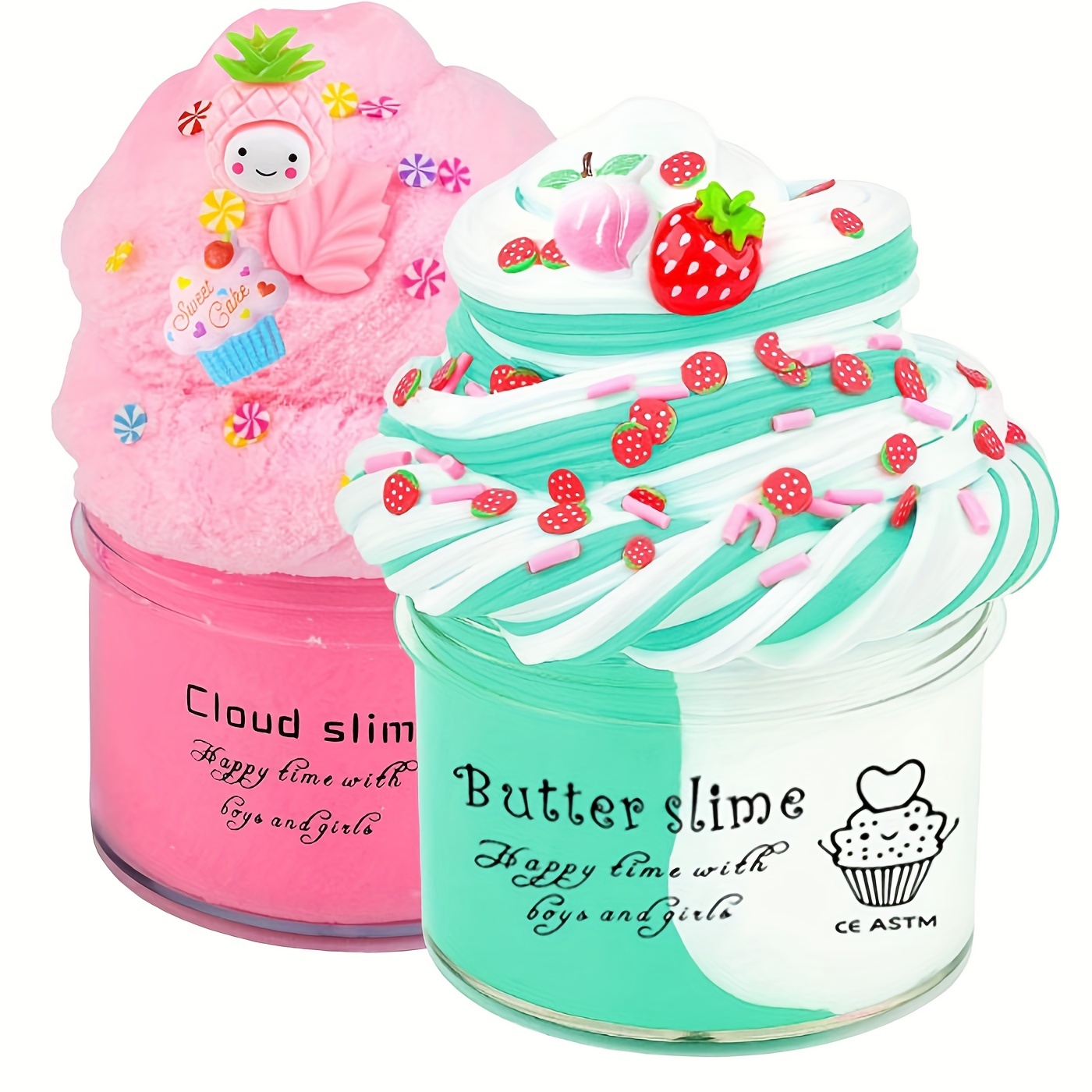 Rainbow Pinks Blue Cloud Slime Fluffy Icecream Mud Stress Relief DIY Toys