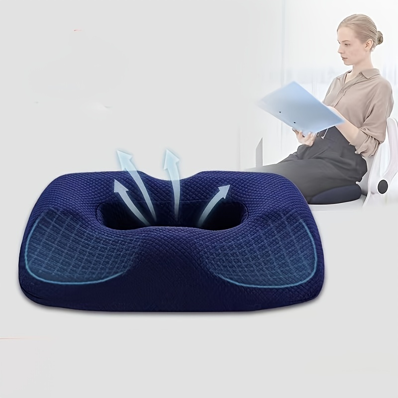 Donut Seat Cushion Pillow Memory Foam for Hemorrhoids / Prostatitis /  Pregnancy / Tailbone Pain Relief / Surgery Recovery (Men, Blue)