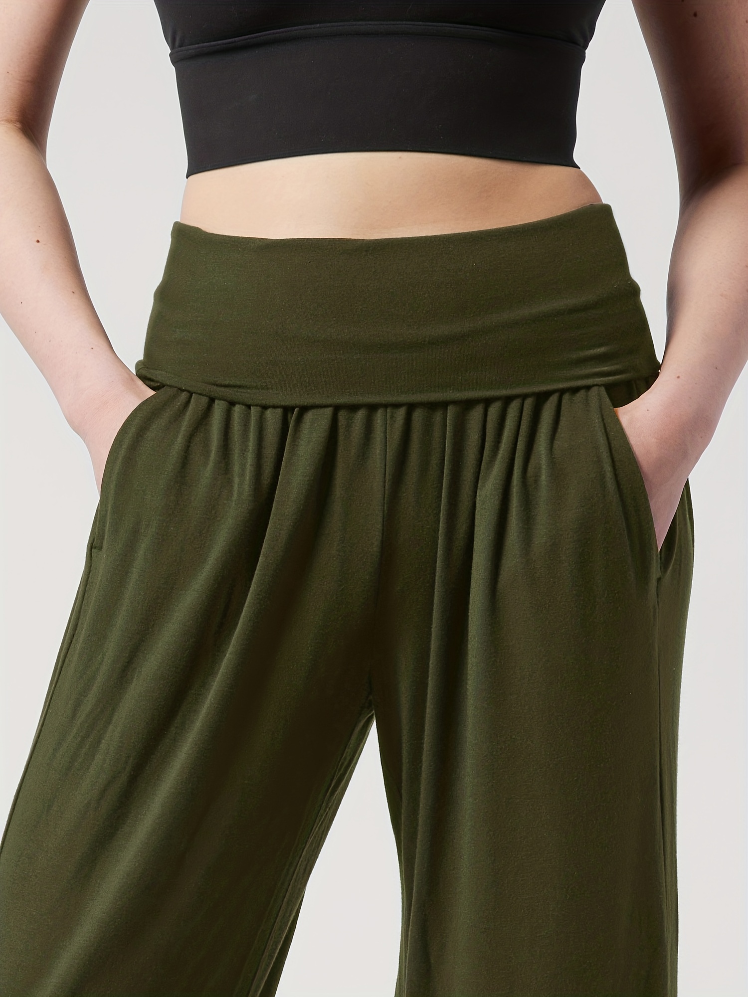Sczwkhg High Waisted Yoga Pants for Women Wide Leg Workout Yoga Pants  Athleta Leggings Casual Loose Lounge Slit Sweatpants, Army Green, Small :  : Clothing, Shoes & Accessories