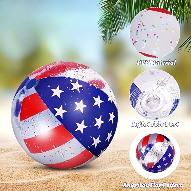 Pvc Sequin Star Pool Beach Ball Inflatable Glitter Flag Toy - Temu