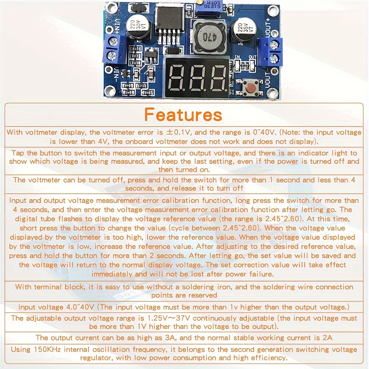 Arduino Module d'alimentation LM2596S + voltmètre LED DC-DC abaisseur  réglable à prix pas cher