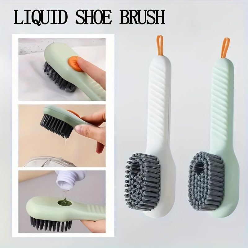 1pc Household Automatic Dispensing Shoe Brush Tool, Pressing-type  Liquid-dispensing Clothes Cleaning Brush With Multifunctional Liquid Adding