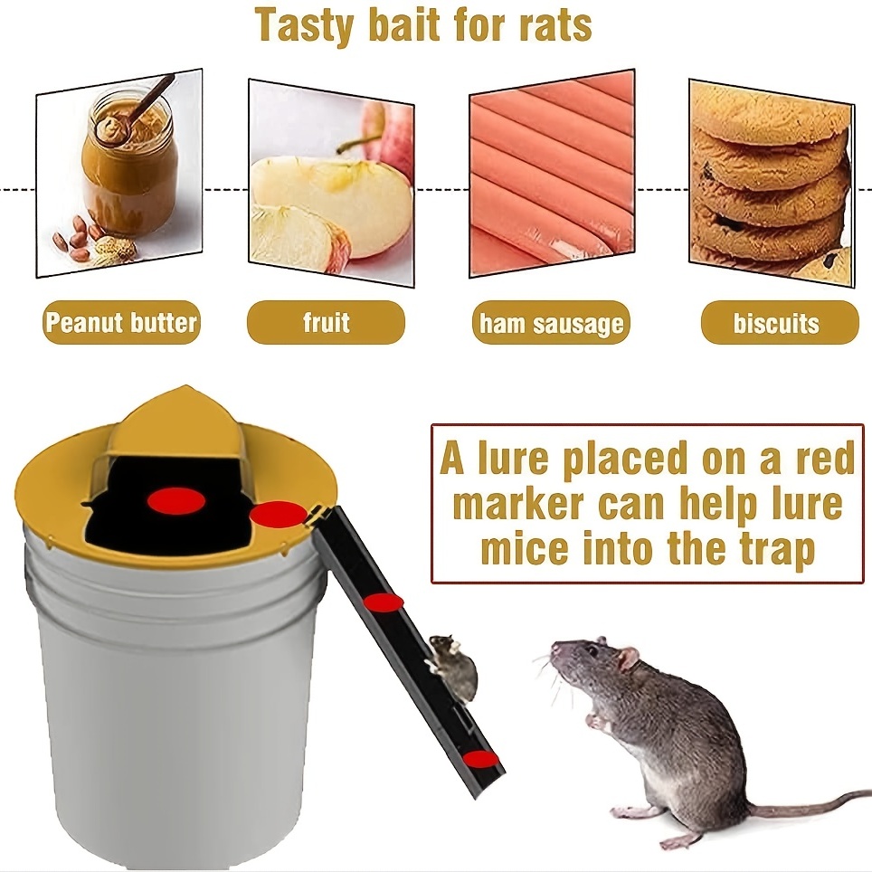 Slide Bucket Lid Mouse Trap Humane Or Lethal Trap Door Style Multi Catch  Auto Reset Indoor Outdoor No See Kill
