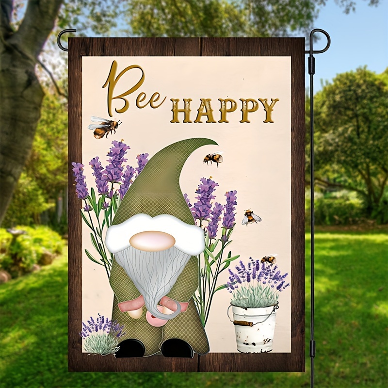 1pc Bandiera Giardino Bee Happy Bandiere Benvenuto Gnome - Temu Italy