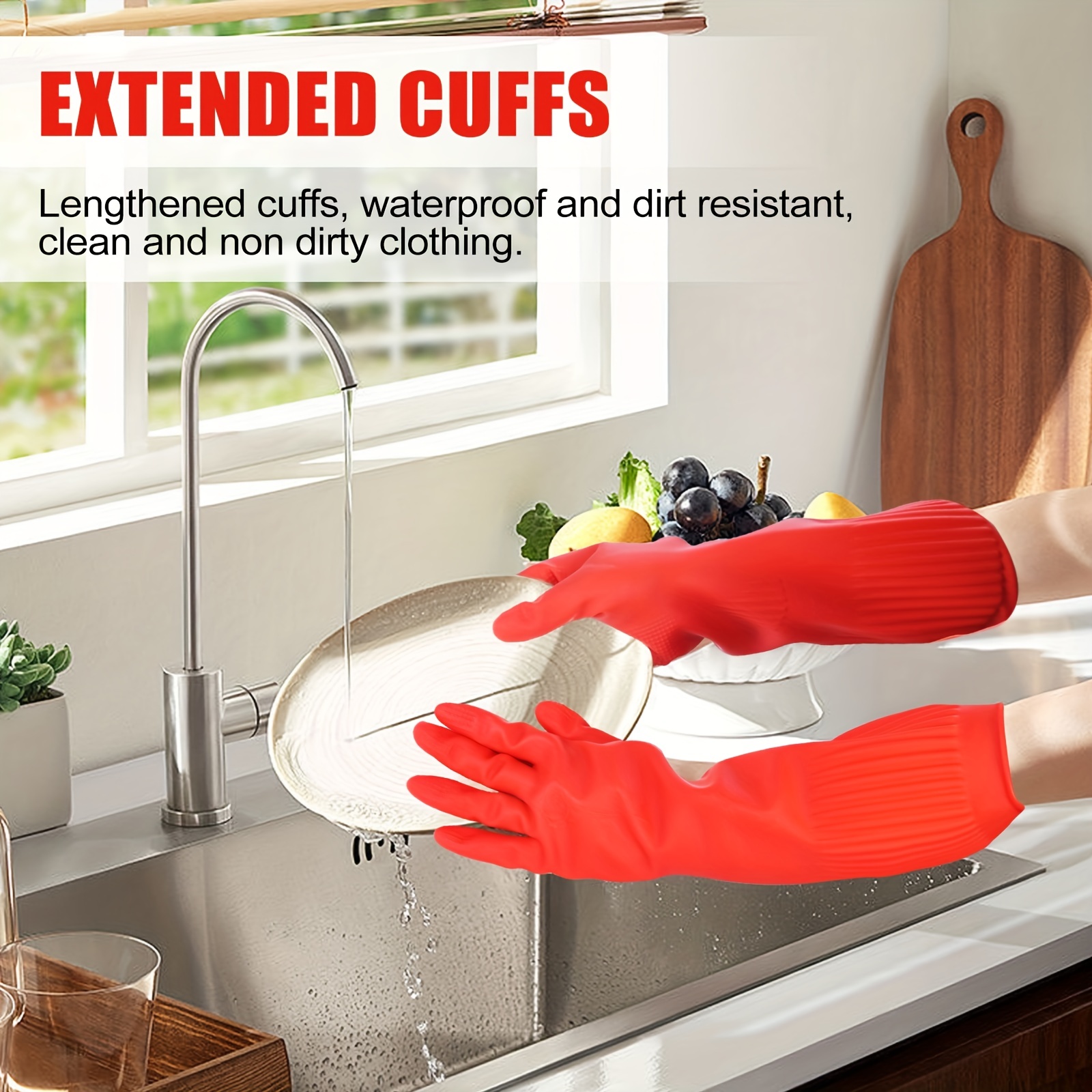 ThxToms Guantes para lavar platos, 3 pares de guantes de limpieza de látex  reutilizables para tareas domésticas, cocina, baño, extra grandes