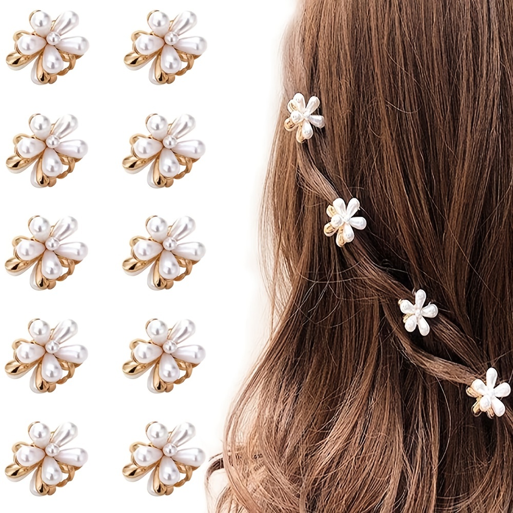 10pcs Hair Clips with Daisy Flower Artificial Bangs Clips