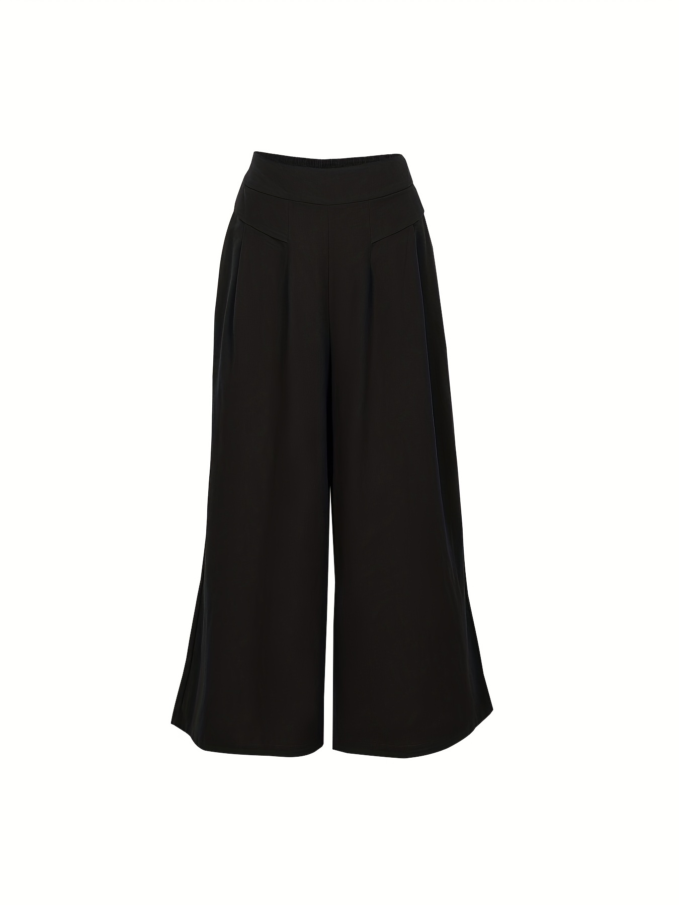 CASUAL BLACK WIDE LEG PLEATED PANTS