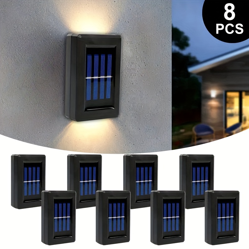 Image of 1/4/8pcs Led Solar Wall Lights, Up And Down Lighting, Outdoor Sun Sensor Lights, Modern Light, Suitable For Porch Decoration, For Halloween Christmas Decor
