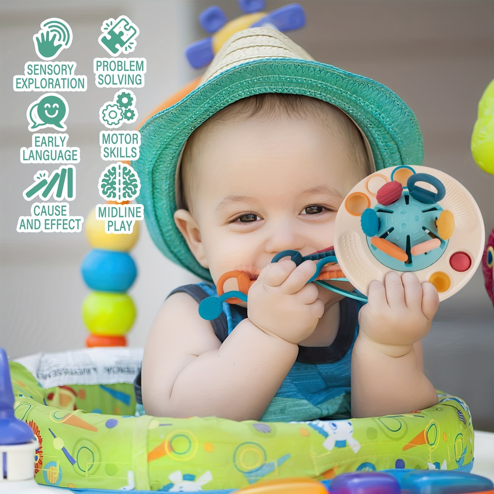 Silicone Pull String Toy for 1 Year Old Boy or Girl
