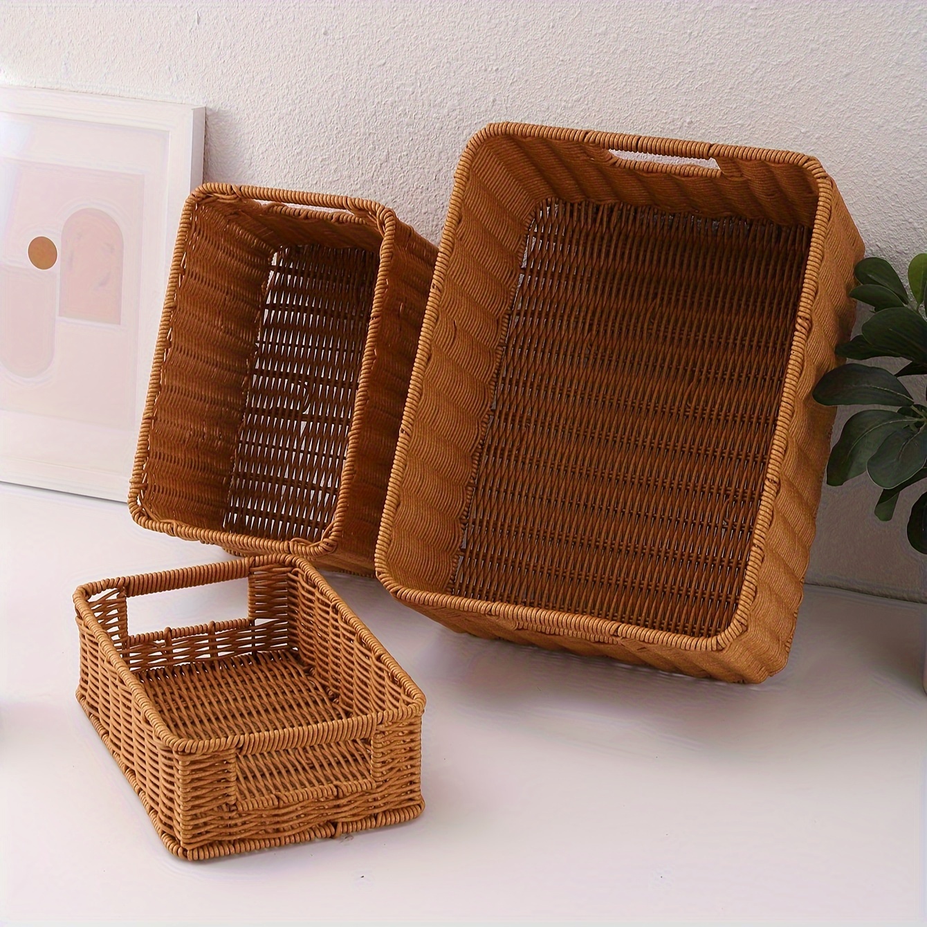 Shengshi Wicker Woven Storage Baskets Picnic Food Beverage Storage