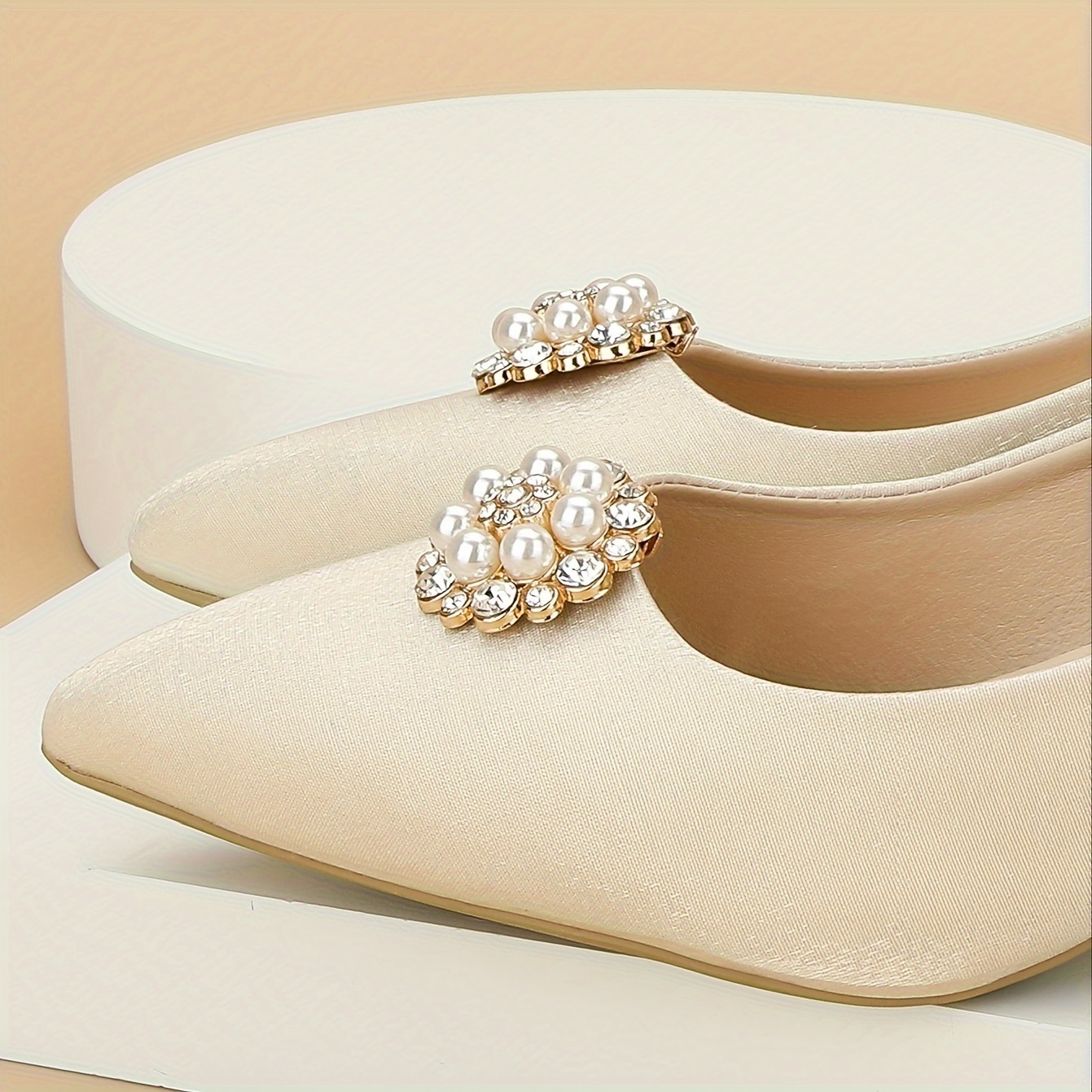 1Pair Lady Removable Rhinestone Pearl Shoe Clip Shiny Crystal Shoe Buckle  High Heel Charm DIY Shoes