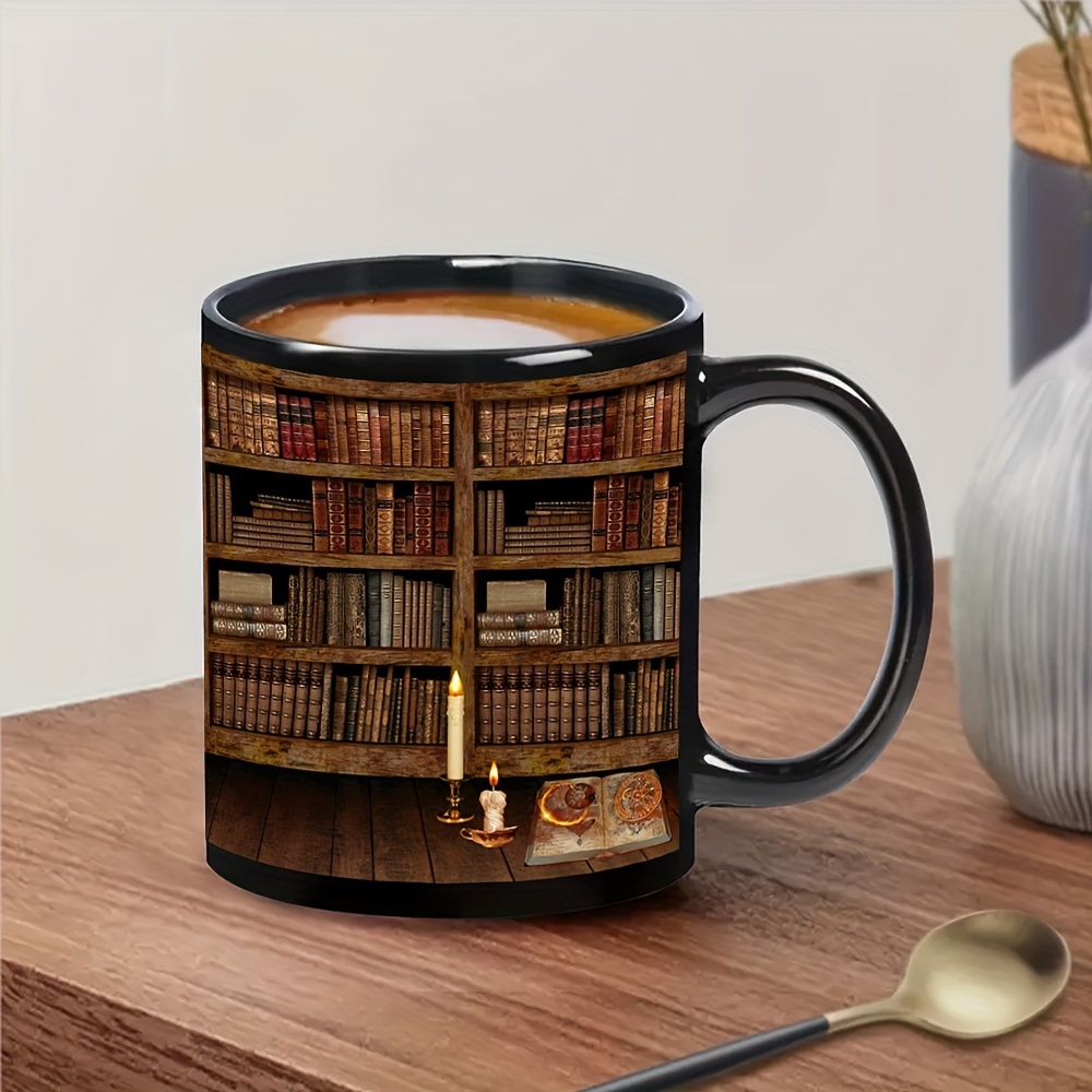 Bookshelf Coffee Mug Bookworms Ideal Enjoying Coffee Reading Temu
