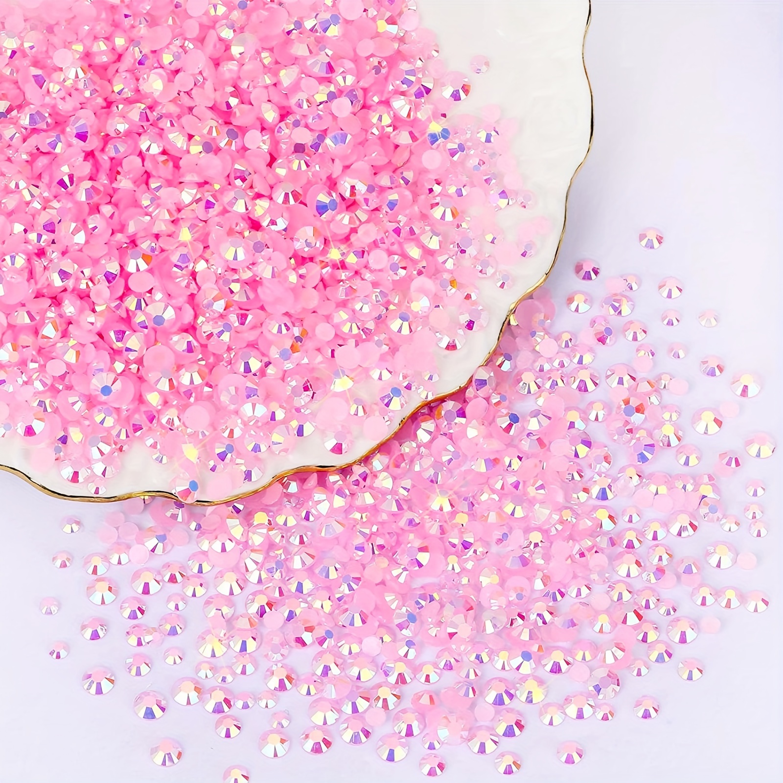 2000pcs Pink AB Resin Flat Bottom Rhinestones