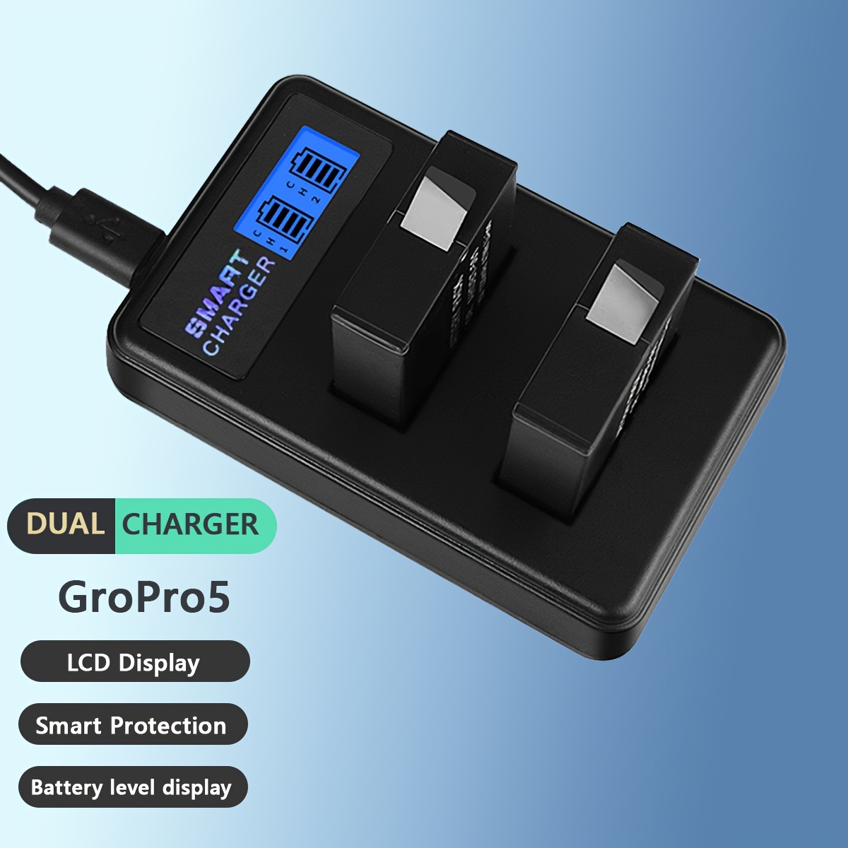 V LCD Écran Double batterie Chargeur pour Gopro Hero3 + / 3 (AHDBT
