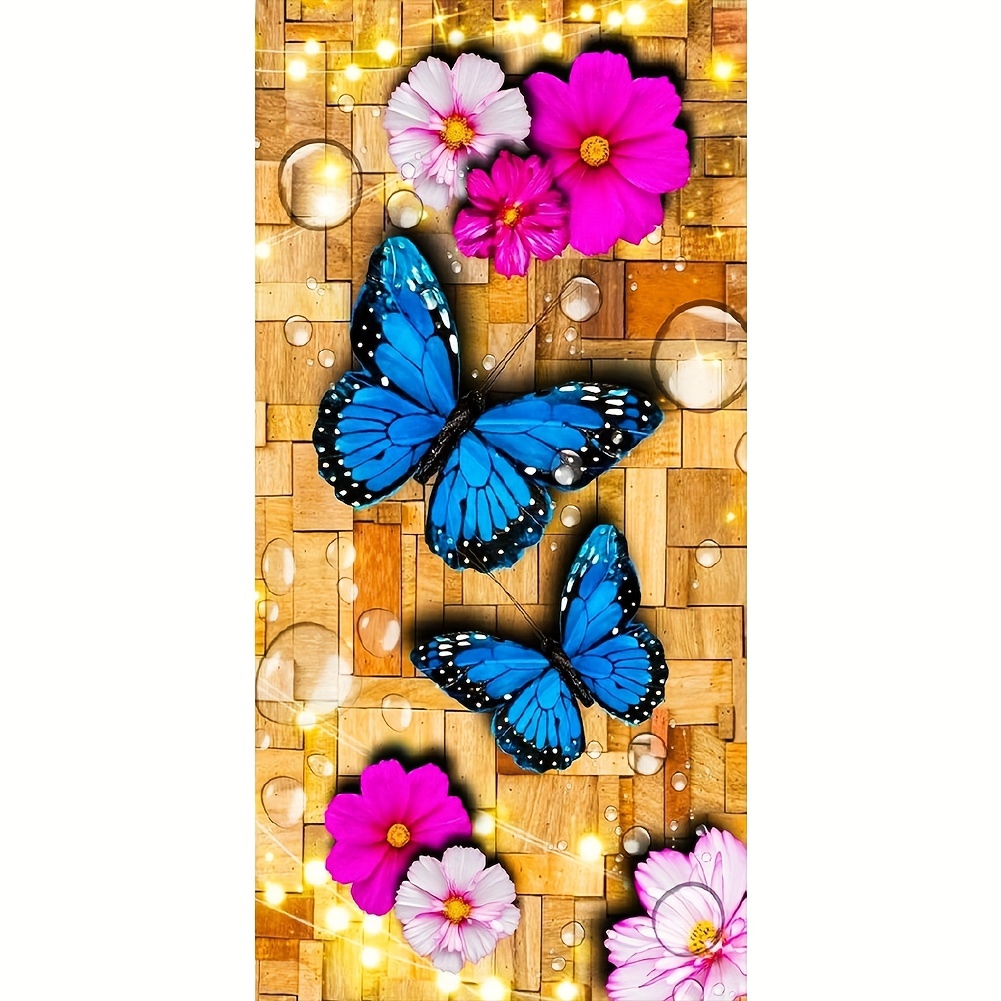 Diy Large Size Diamond Painting Kit 5d Butterfly Flower - Temu