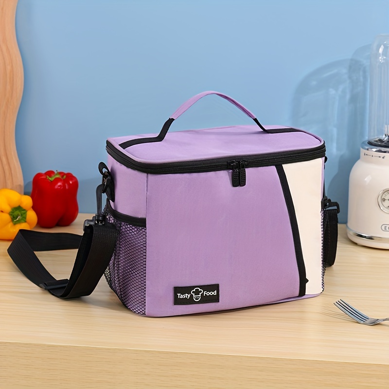 Bolsa De Almuerzo Portátil Con Aislamiento Colorblock, Bolsa De Hombro  Ligera Para Trabajo Y Picnic Con Cremallera - Temu