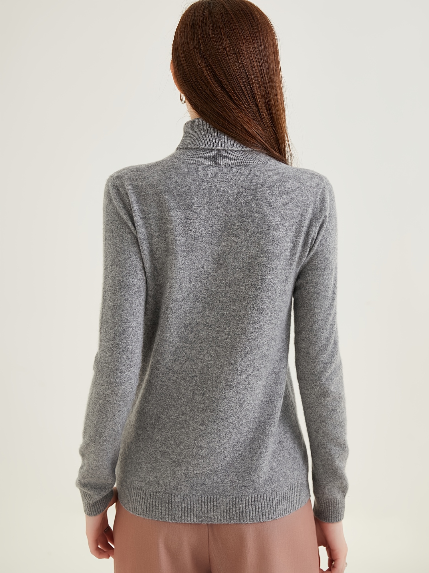 100% Cashmere Sweater Casual Long Sleeve Slim Sweater Winter - Temu Canada