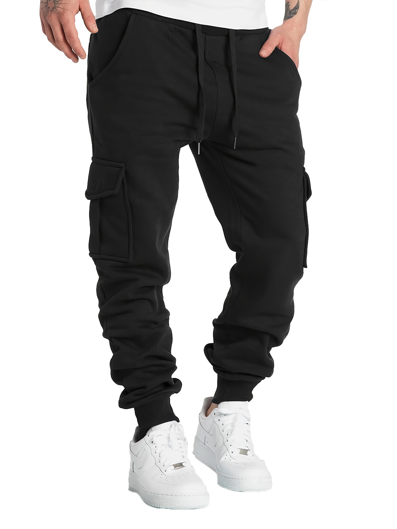 Solid Baggy Pants Multi Flap Pockets Men's Hipster Cargo - Temu Austria
