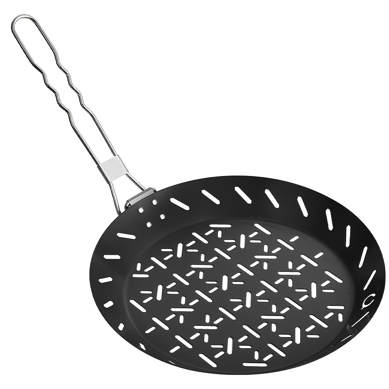 Grill Pan with Folding Handle Nonstick Small Grill Pan Barbecue Grill Pan Rectangle Grilling Pan, Black