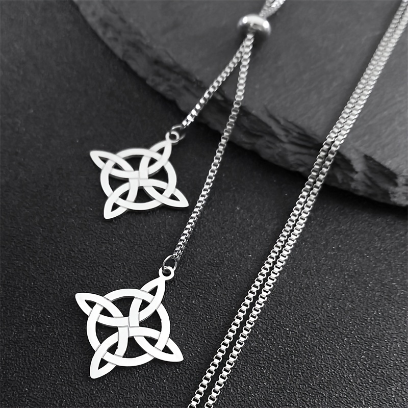 Image of Stainless Steel Knot Amulet Necklace For Women Men Witchcraft Sweater Chain Celtic Knot Necklace Jewelry Gifts Nxs03