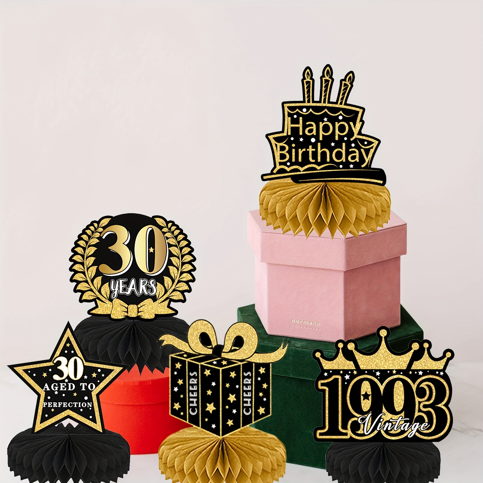  Juego de decoraciones de 30 cumpleaños – Decoraciones de feliz cumpleaños  30 con pancarta de feliz cumpleaños, cortinas de papel de aluminio de oro  rosa, kit de globos sucios de 30
