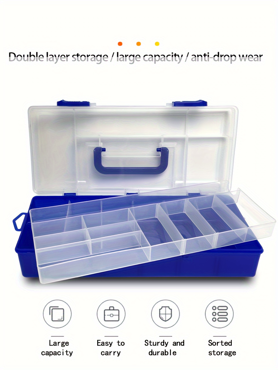 1pc Multi-functional Storage Box, Double-layer Lure Box With Handle,  Portable Tool Box, Hardware Parts Storage Box, Fishing Accessories, Utility  Garag