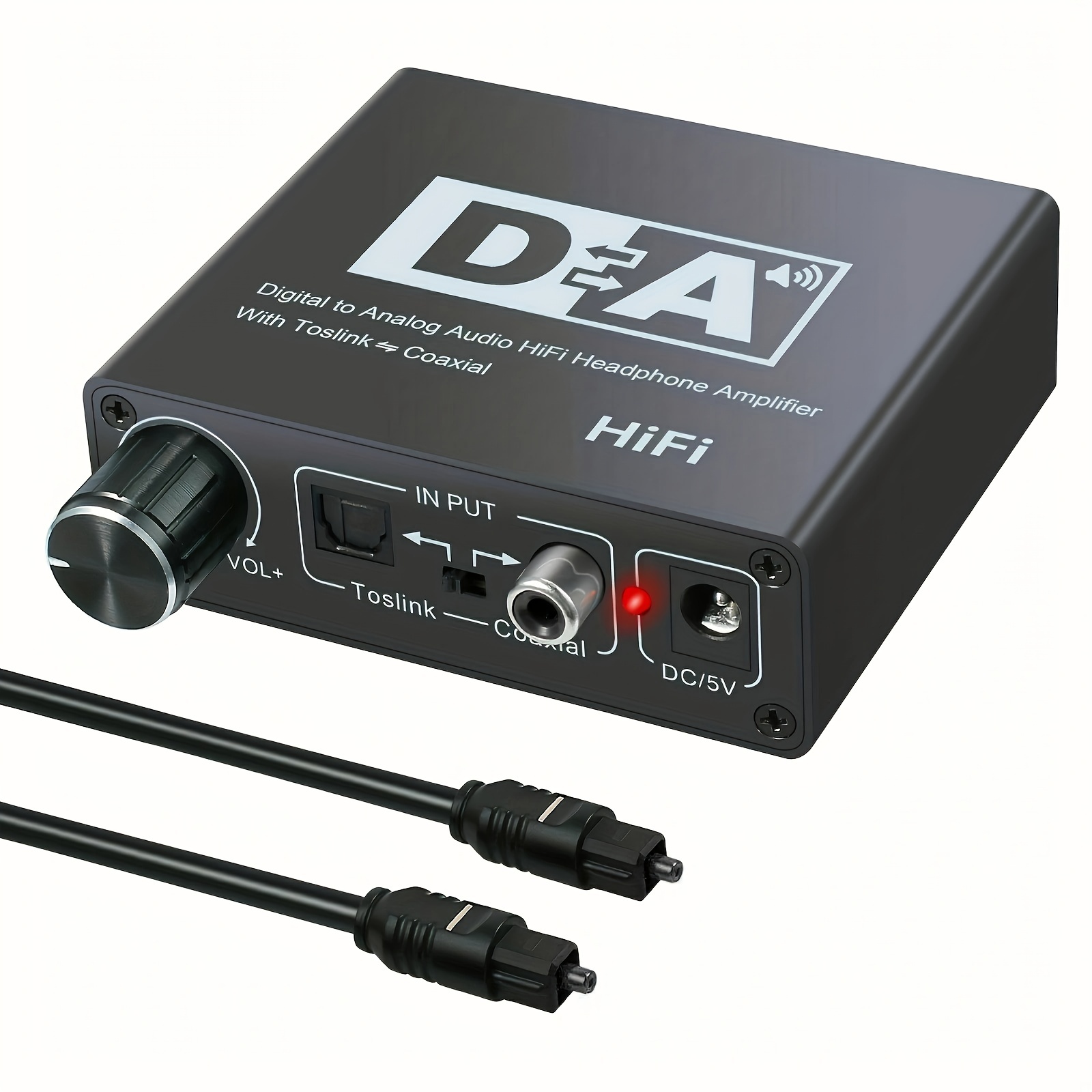 Convertidor de audio digital a analógico DAC de 192 KHz, adaptador óptico a  RCA con cable coaxial óptico, adaptador óptico Toslink a 0.138 in para