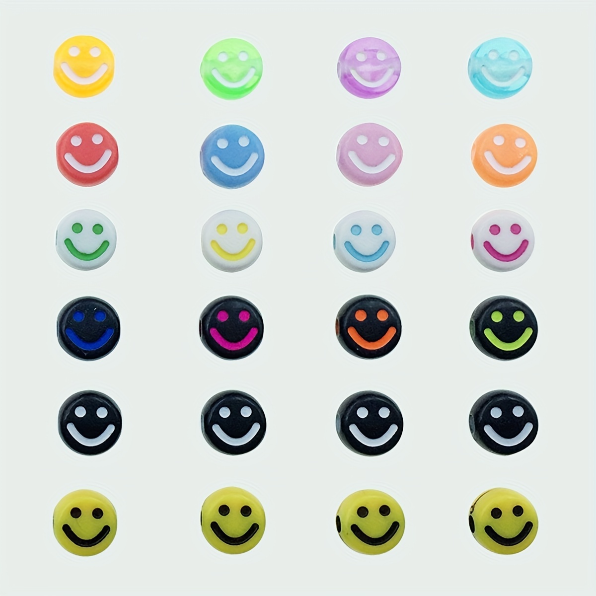 Acrylic Smiling Beads Multiple Color Smiling Face Beads - Temu