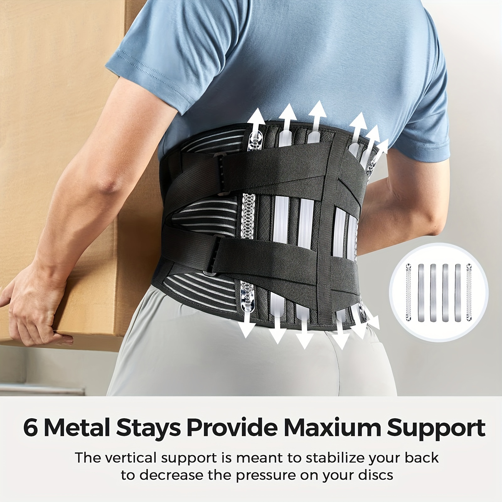 FREETOO Back Brace for Women Men Lower Back Pain Relief with 6 Stays,  Breathable Back Support Belt for Heavy Lifting Work , Anti-Skid Lumbar  Support